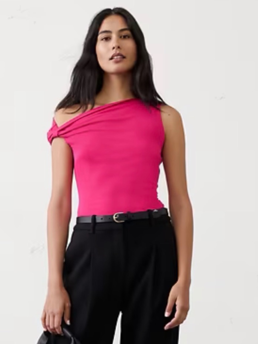LOFT One-Shoulder Knot Detail Top in Bright Pink